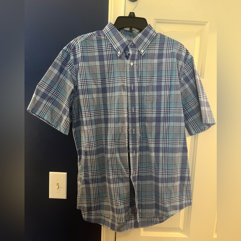 Jos. A. Bank Blue and White Plaid Casual Shirt